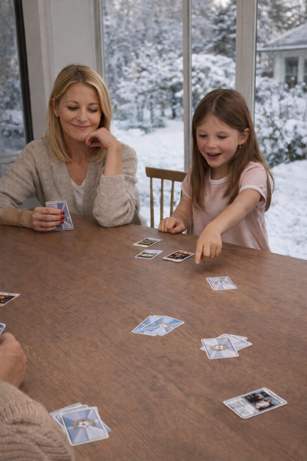 Mamma och dotter spelar Fotbollskampen