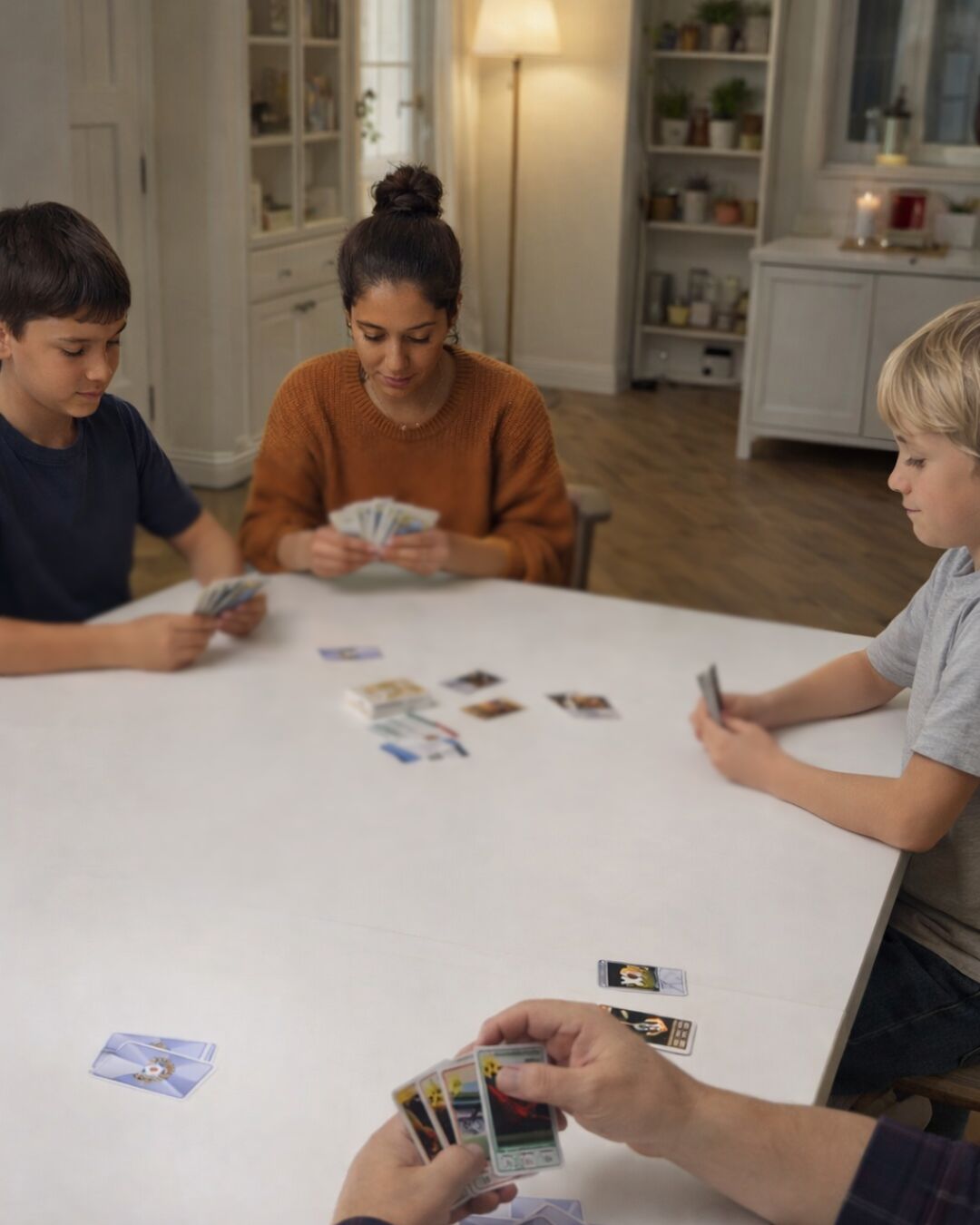 Familj och vänner som spelar Fotbollskampen tillsammans
