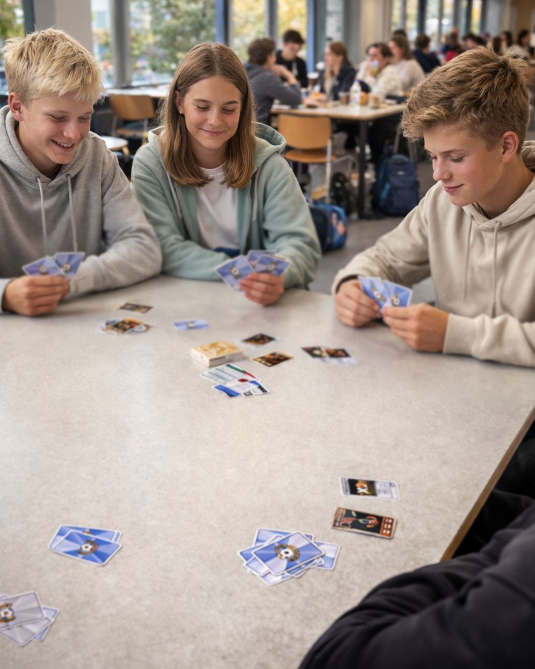 Tonåringar i skolan spelar Fotbollskampen